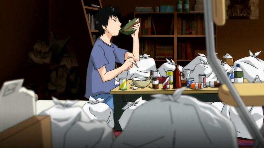 anime hikikomori eating
